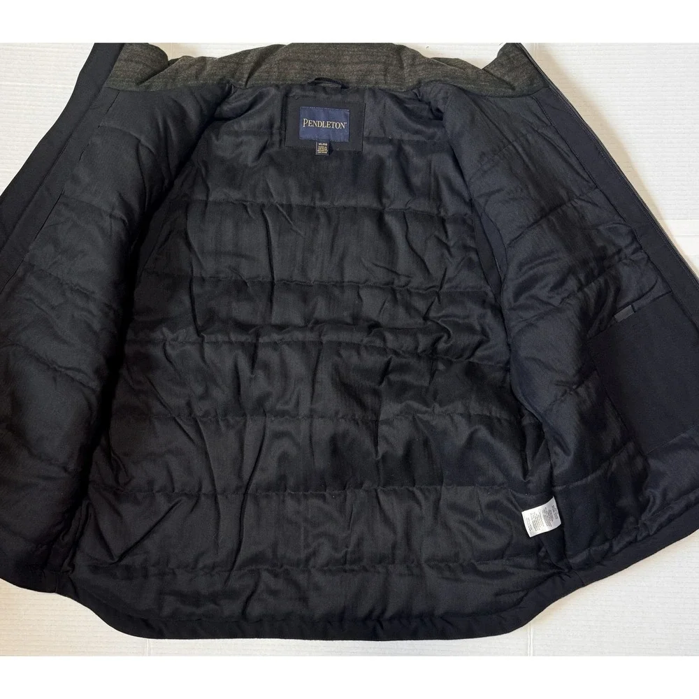 PENDLETON - Men's Wool Blend Insulated Full Zip Vest - Green Black Striped - XL